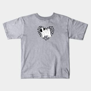 Pug dog and paw prints heart. Kids T-Shirt